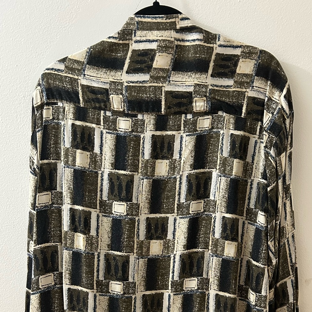 Linen Block Pattern Button Down Shirt. Great For … - image 4